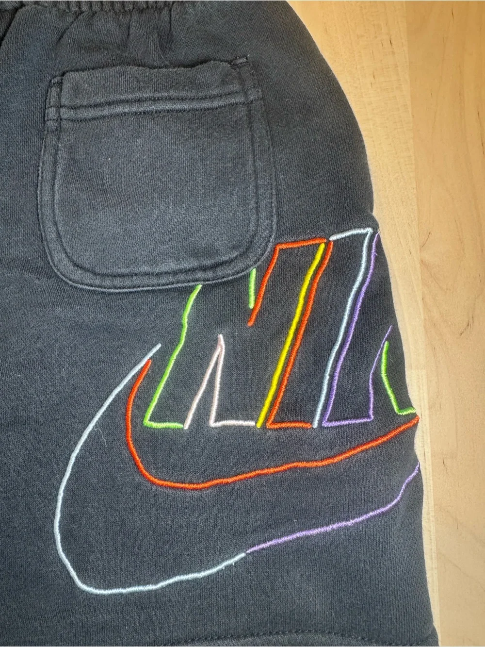 Nike Women’s Black Athletic Shorts with Multicolor Logo